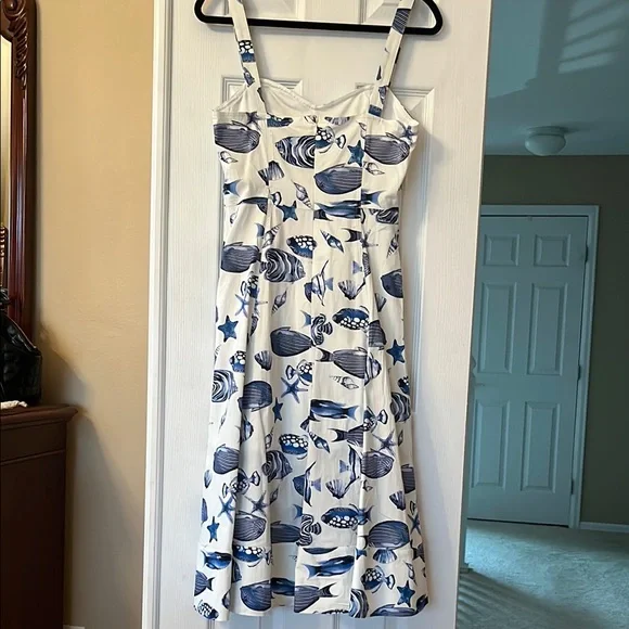 Avec Les Filles Blue A-Line Sundress With Strap Sz 8 - Picture 4 of 6